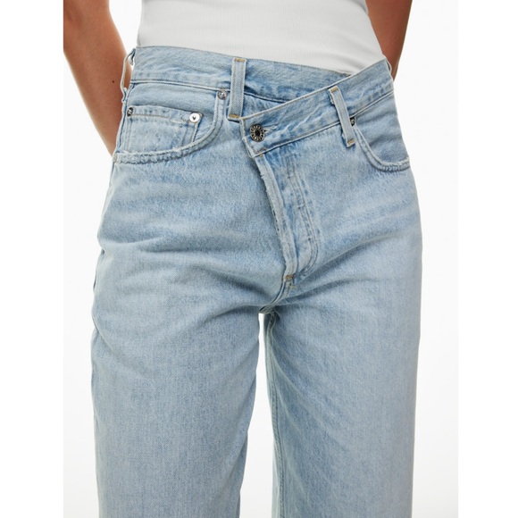 AGOLDE | “SUBURBIA” CRISS CROSS UPSIZED LIGHT BLUE JEANS DENIM RELAXED - Picture 9 of 14